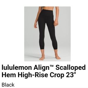 lululemon athletica Black Align Scalloped Hem High-Rise Crop Leggings Size 10